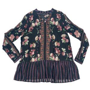 Tolani Collection Women's M Anthropologie Floral Mixed Print Blouse Pleats India